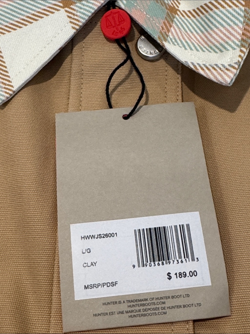 Hunter Tan Utility Jacket with Plaid Trim NWT - Picture 7 of 15